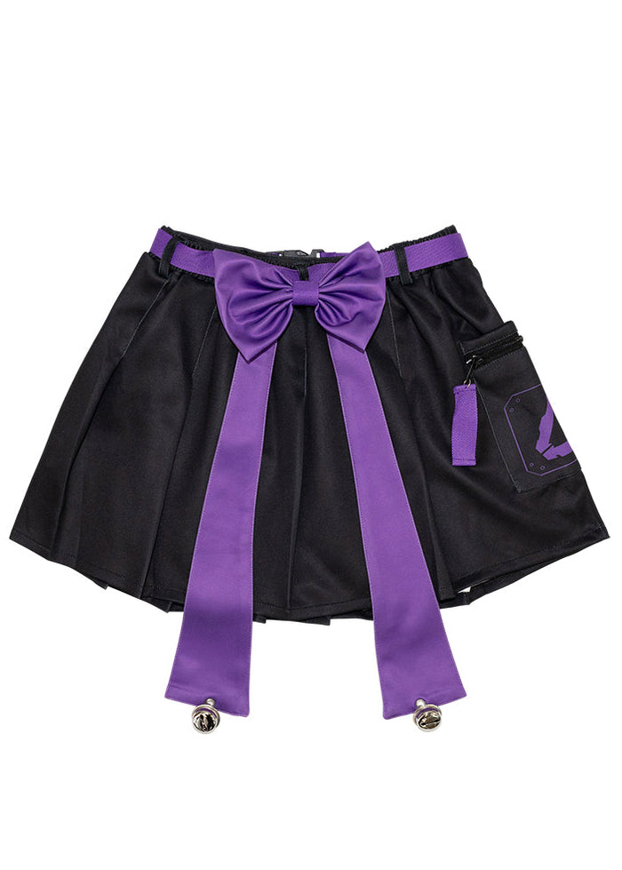 Error Code Cyberpunk Tech Pleated Black Purple Skirt