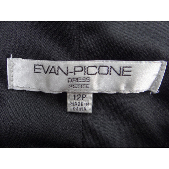 Evan Picone Black Ruffle V Neck Empire Waist Sleeveless Dress Petite 12P1