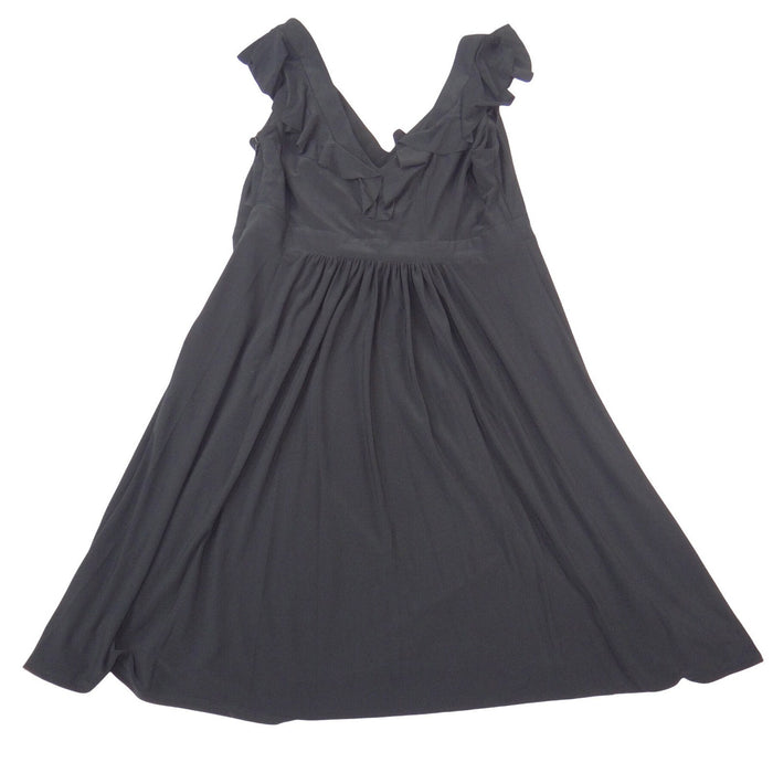 Evan Picone Black Ruffle V Neck Empire Waist Sleeveless Dress Petite 12P2