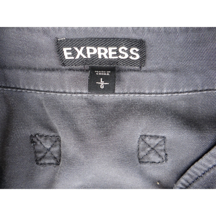 Express Gray Utility Jacket Women's Size L Patches Military Style1