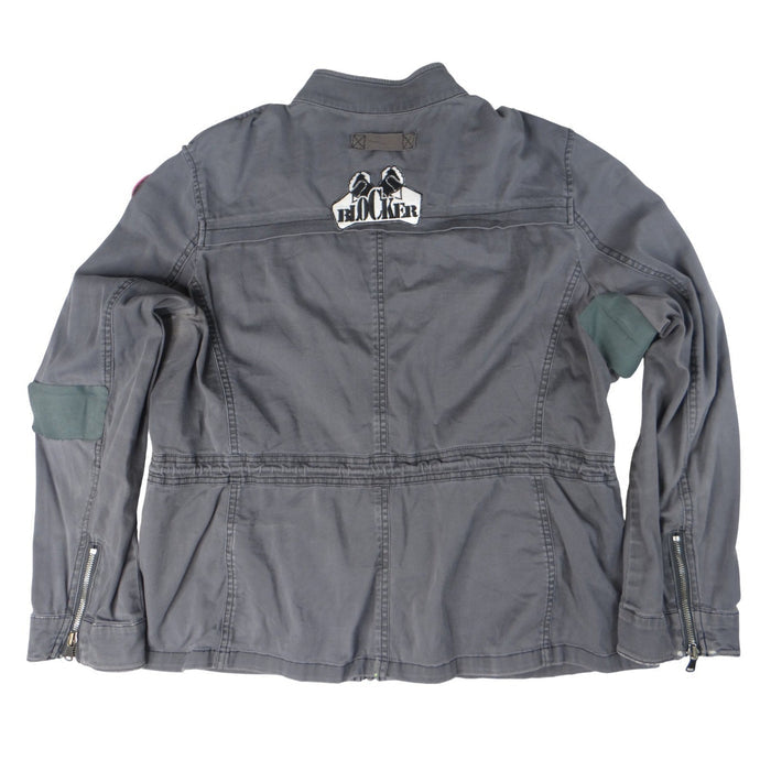 Express Gray Utility Jacket Women's Size L Patches Military Style4