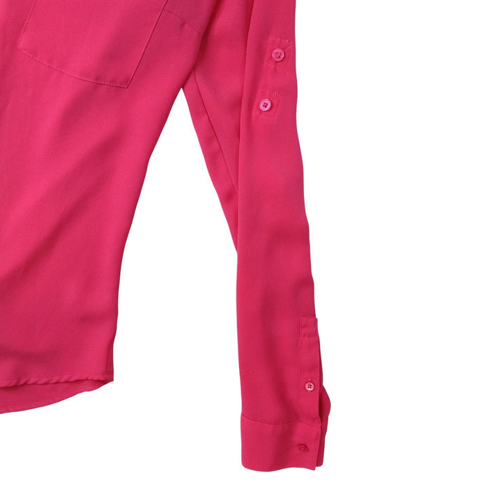 Express Pink Long Sleeve Collared Button Up Shirt Womens Size S3