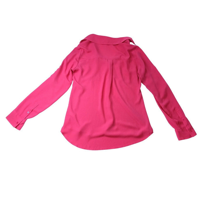 Express Pink Long Sleeve Collared Button Up Shirt Womens Size S4