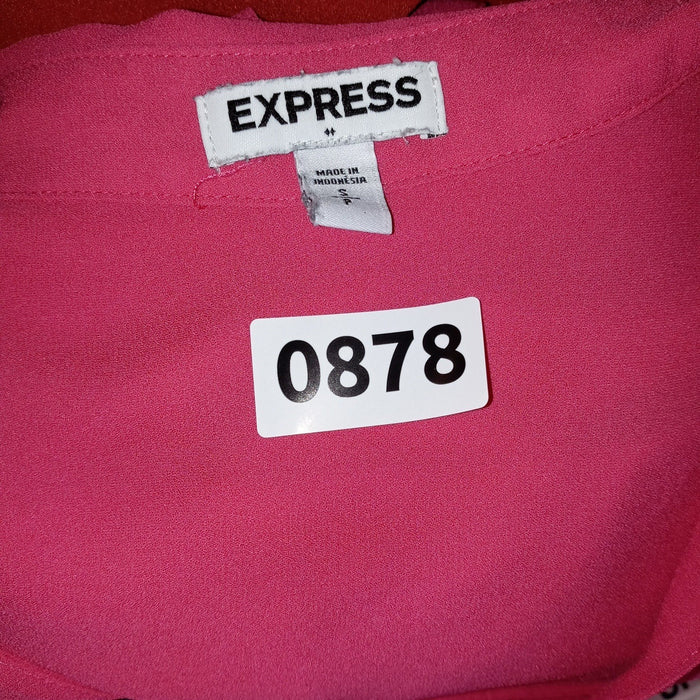 Express Pink Long Sleeve Collared Button Up Shirt Womens Size S7