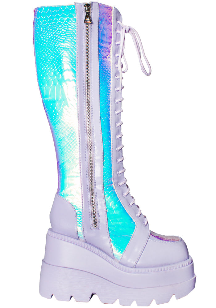 LASR Fairy Kiss Hi Lavender Platform Boots — product view