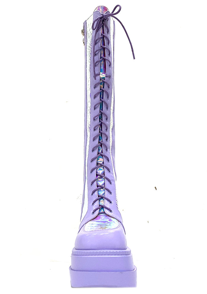 LASR Fairy Kiss Hi Lavender Platform Boots — product view