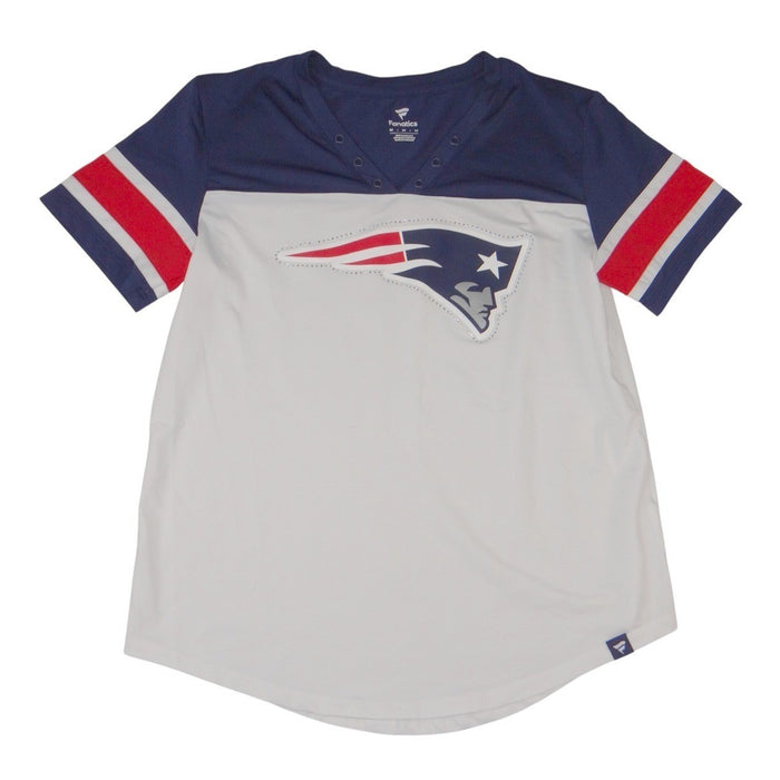 Fanatics New England Patriots Womens M Rhinestone Logo Jersey Shirt White Navy0