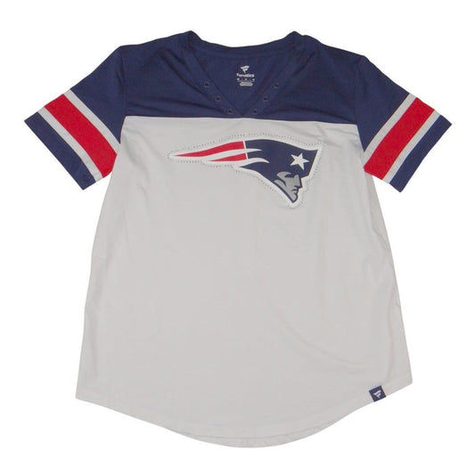 Fanatics New England Patriots Womens M Rhinestone Logo Jersey Shirt White Navy0