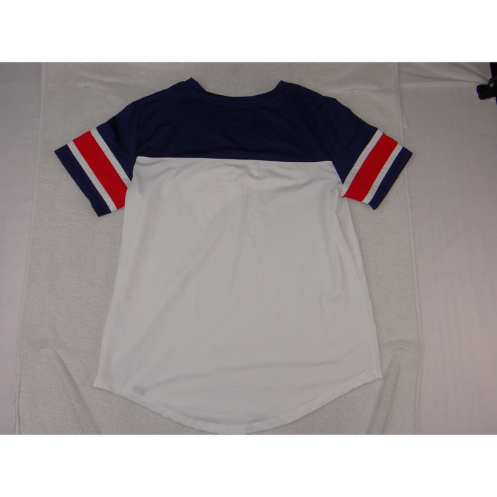 Fanatics New England Patriots Womens M Rhinestone Logo Jersey Shirt White Navy1