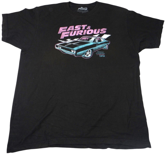 Fast & Furious Mens XL Black 1970 Dodge Charger Graphic T Shirt Short Sleeve0