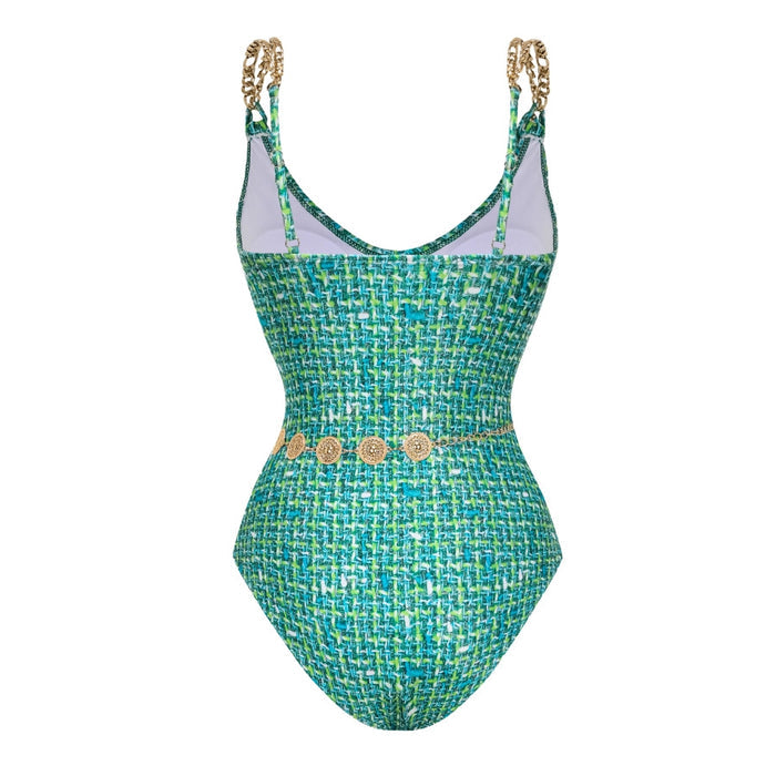 Fern Swimsuit Set With Belt  - Green