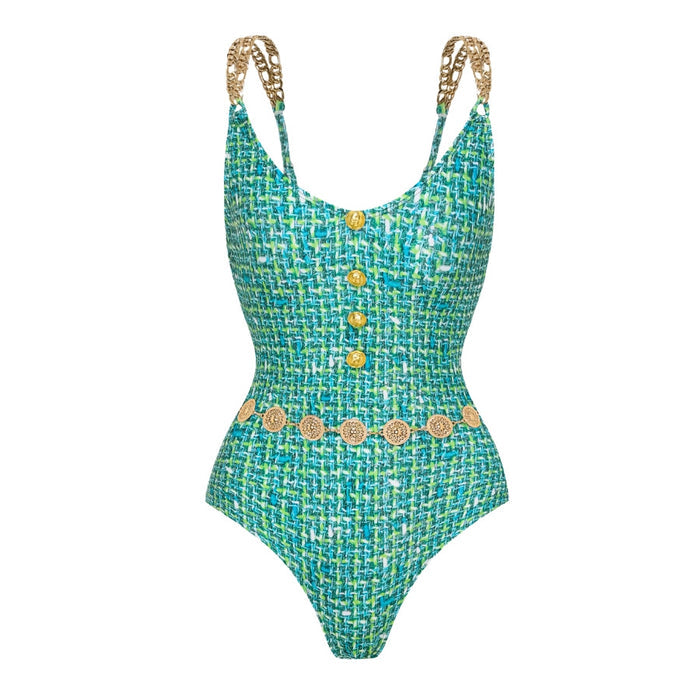 Fern Swimsuit With Belt  - Green