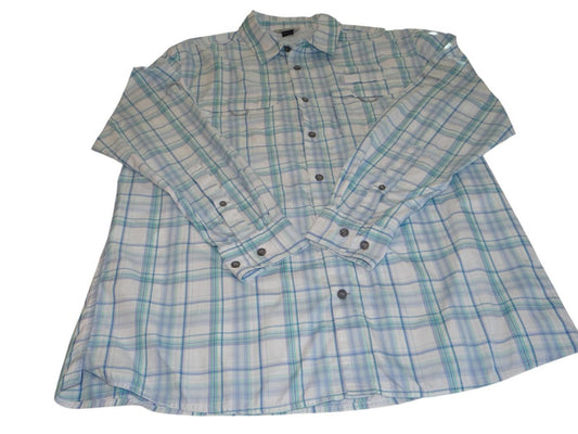 Field & Stream Men's Plaid Long Sleeve Shirt   Blue & Green0