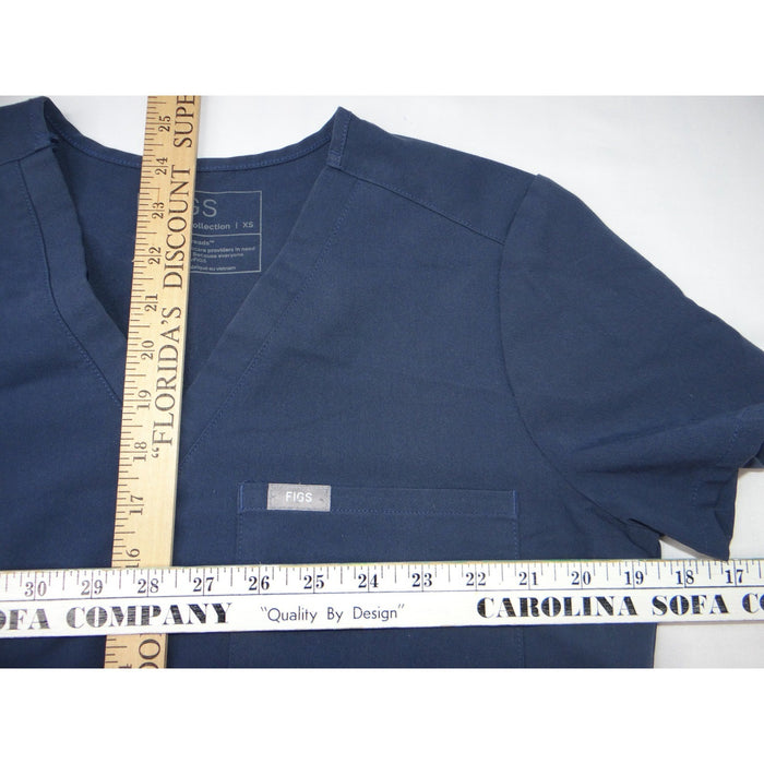 FIGS Technical Collection Navy Blue V Neck Scrub Top Womens XS Chest Pocket4