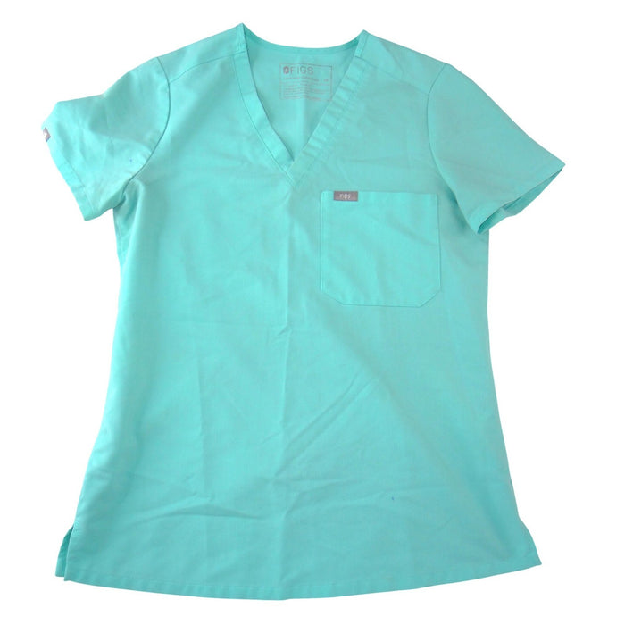 FIGS Technical Collection Women XS V Neck Scrub Top Seafoam Green Short Sleeve0