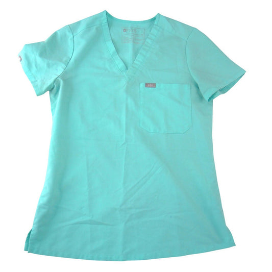 FIGS Technical Collection Women XS V Neck Scrub Top Seafoam Green Short Sleeve0