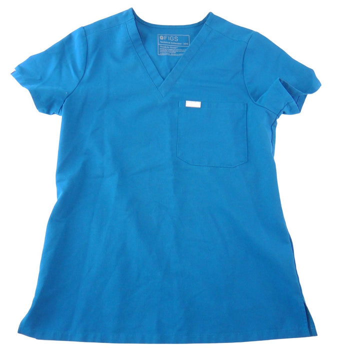FIGS Technical Collection Womens XXS V Neck Scrub Top Teal Blue Short Sleeve0