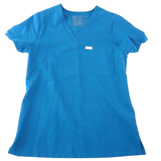 FIGS Technical Collection Womens XXS V Neck Scrub Top Teal Blue Short Sleeve0