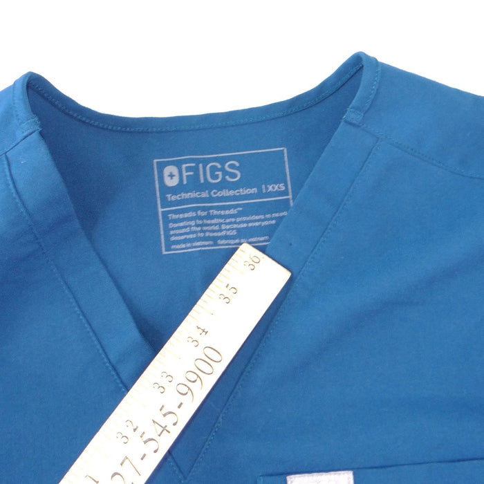 FIGS Technical Collection Womens XXS V Neck Scrub Top Teal Blue Short Sleeve3