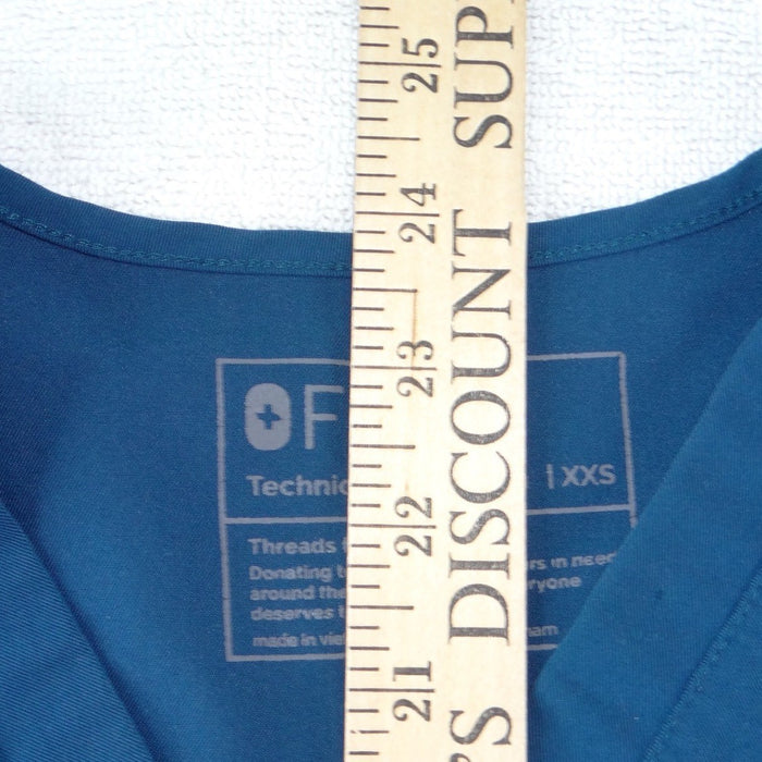 FIGS Technical Collection Womens XXS V Neck Scrub Top Teal Blue Short Sleeve6