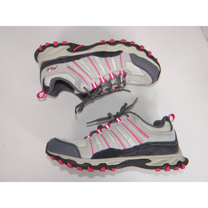 Fila Womens Grey Pink Leather Trail Running Shoes Sneakers 5JM00947 202 8.51
