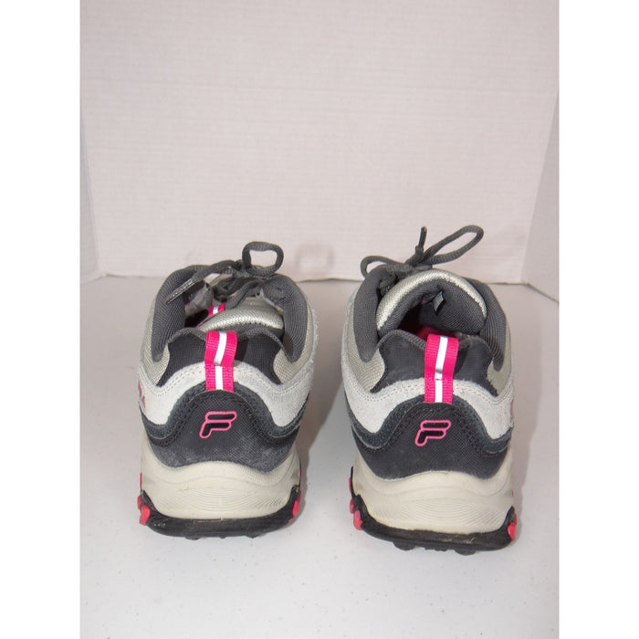 Fila Womens Grey Pink Leather Trail Running Shoes Sneakers 5JM00947 202 8.52