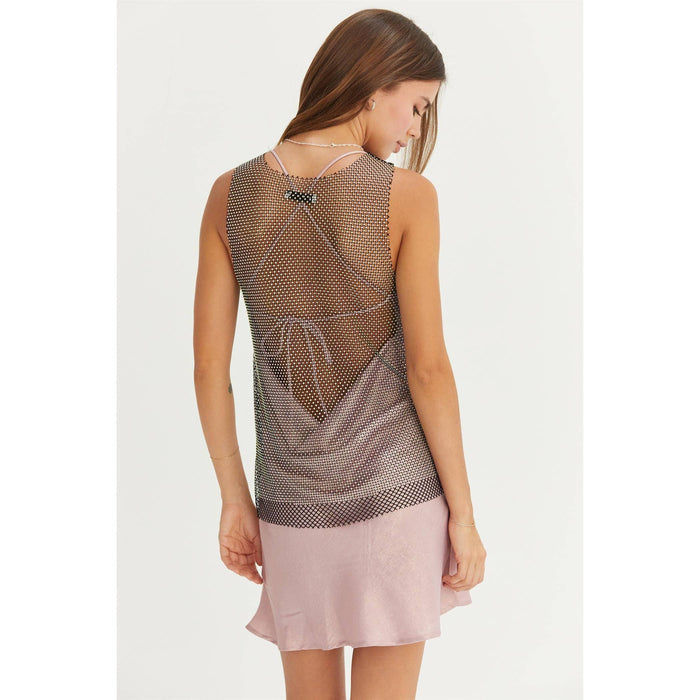 FISHNET RHINESTONE COVER-UP TOP