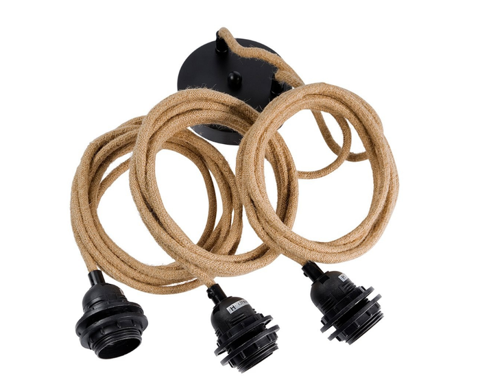 FITTING LAMPS CEILING - NATURAL BLACK - 3 FITTINGS