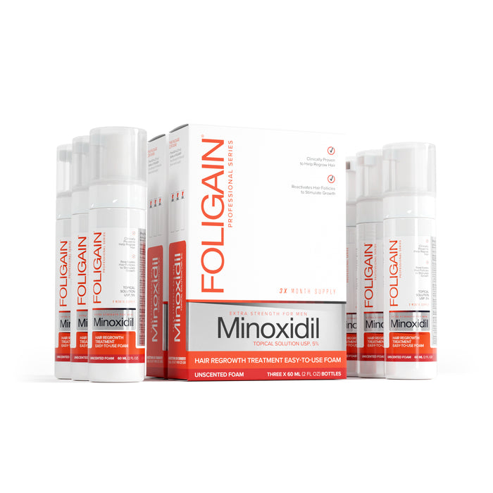 FOLIGAIN® Minoxidil 5% Hair Regrowth Foam For Men 6 Month Supply