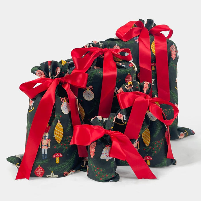 Waste Free Celebrations Set of 5 Folk Julepynt Reusable Gift Bag Set