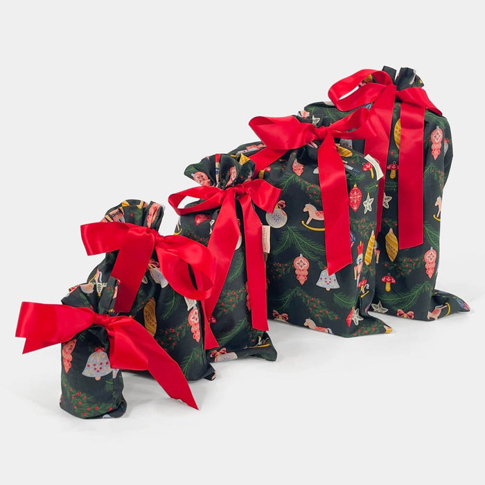 Waste Free Celebrations Set of 5 Folk Julepynt Reusable Gift Bag Set