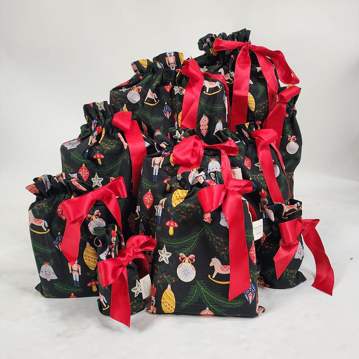 Waste Free Celebrations Set of 5 Folk Julepynt Reusable Gift Bag Set