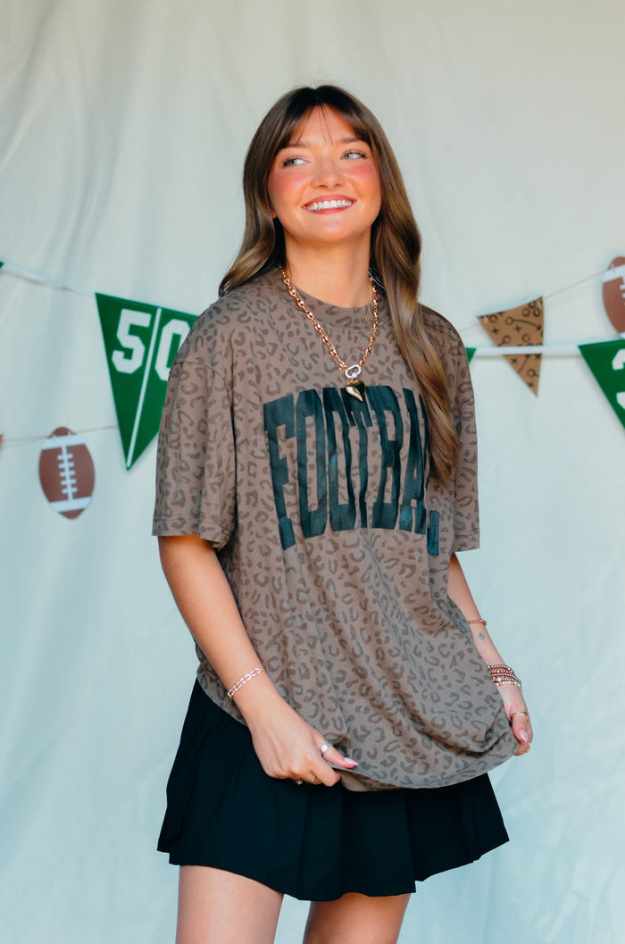 Football Brown Leopard Tee