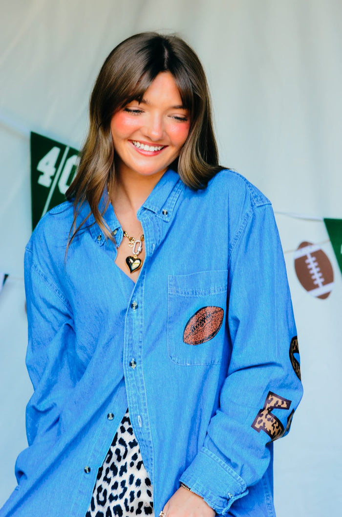 Football Leopard Denim Shirt