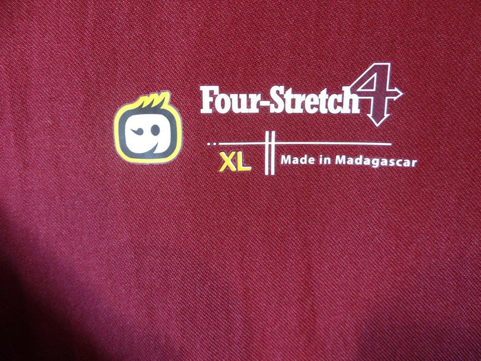 Four Stretch Women's Burgundy Button Front Medical Scrub Jacket XL1