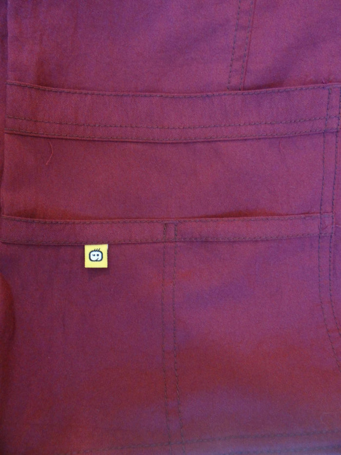 Four Stretch Women's Burgundy Button Front Medical Scrub Jacket XL4