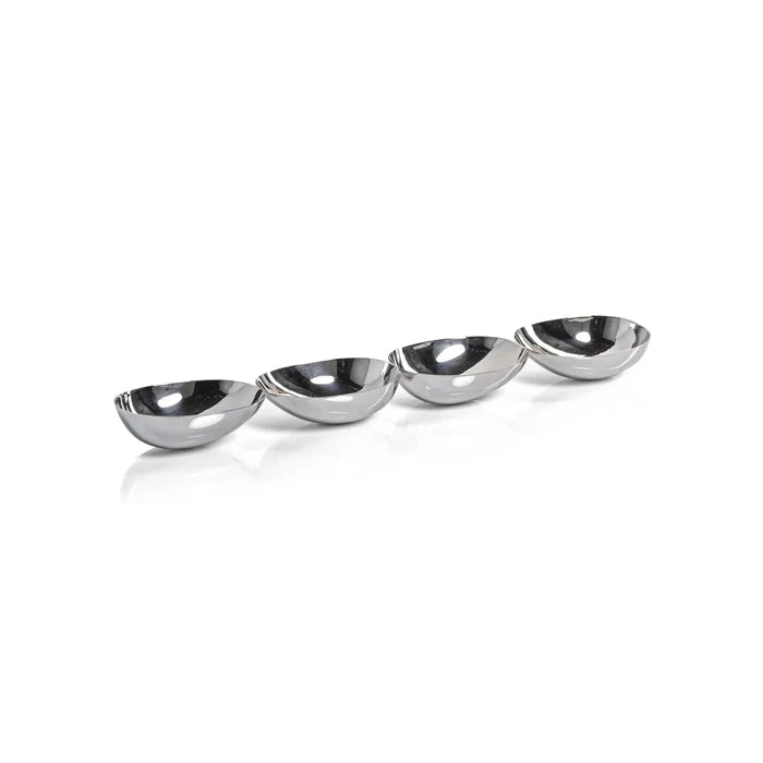 FOUR TIER NUT BOWL-POLISH NICKEL