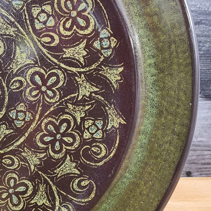 Franciscan Madeira Brown Oval Serving Platter 13.5" Floral Green US TV Stamp Vtg