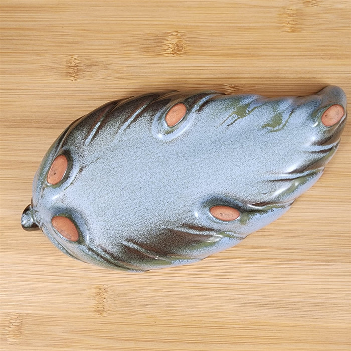 Frankoma Plainsman Woodland Moss Pottery 9" Leaf Dish Bowl Blue Brown Green