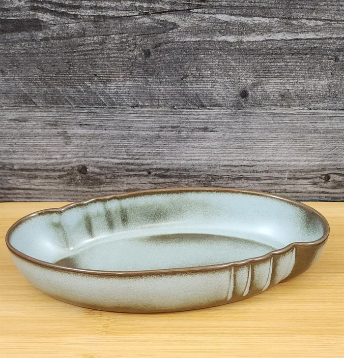 Frankoma Plainsman Woodland Moss Pottery Oriental Bowl Blue Brown Green 10" Dish