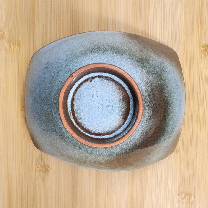 Frankoma Plainsman Woodland Moss Rice Bowl Rectangular Blue Brown Green Pottery