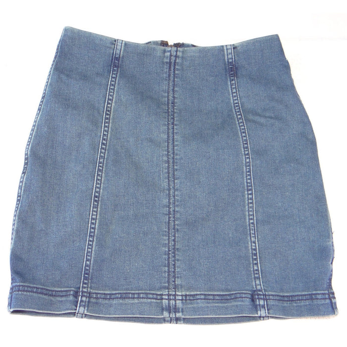 Free People Womens Denim Mini Skirt Medium Wash Blue Seamed A Line Size 60