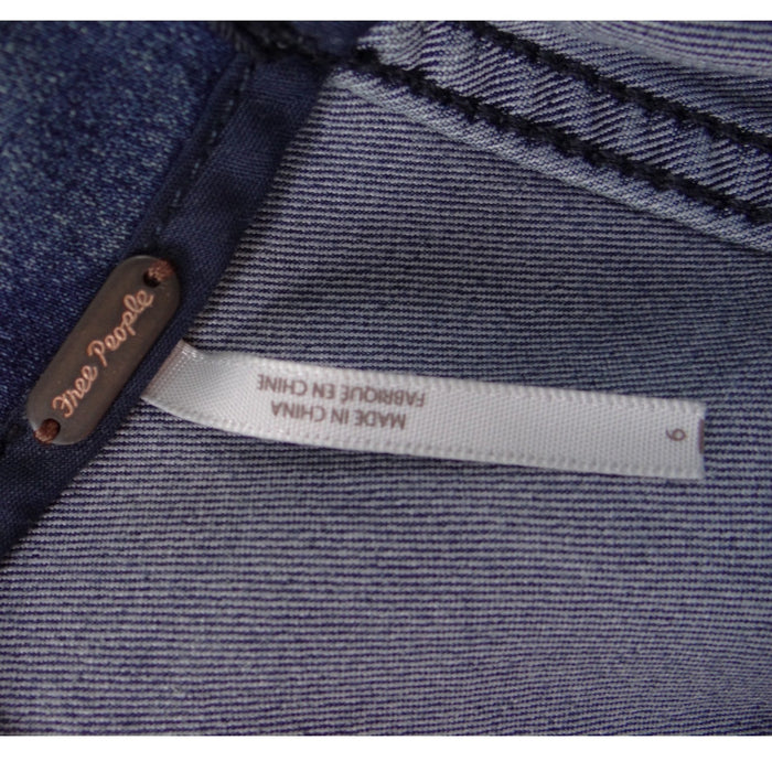 Free People Womens Denim Mini Skirt Medium Wash Blue Seamed A Line Size 61