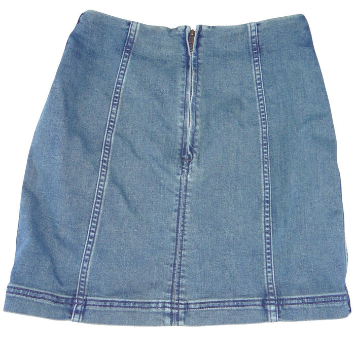 Free People Womens Denim Mini Skirt Medium Wash Blue Seamed A Line Size 62
