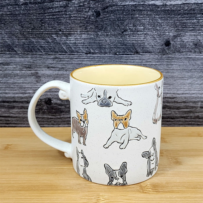 French Bulldog Coffee Mug Ceramic Dog Mom Tea Cup Bully Breed Blue Sky 21oz