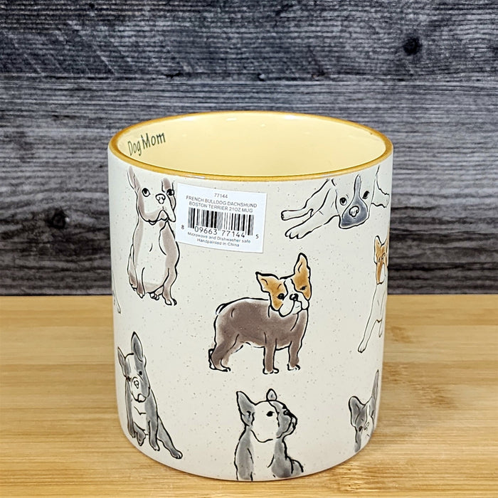 French Bulldog Coffee Mug Ceramic Dog Mom Tea Cup Bully Breed Blue Sky 21oz