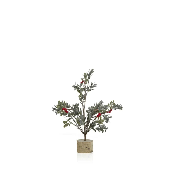 FROSTED MISTLETOE TREE RED BERRIES SHORT