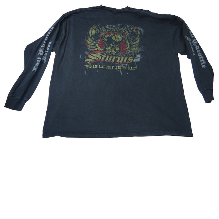 Full Throttle Saloon Sturgis Biker Graphic Long Sleeve T Shirt Black Mens 3XL2