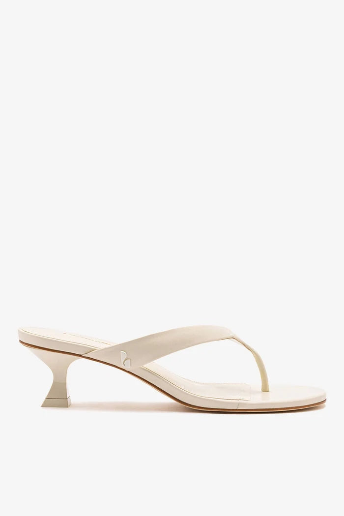 Gaia Low In Ivory Leather Mule Larroudé