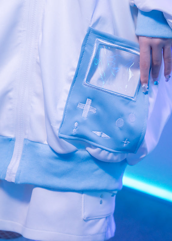 Game Over Frill White Jersey Oversized Jacket